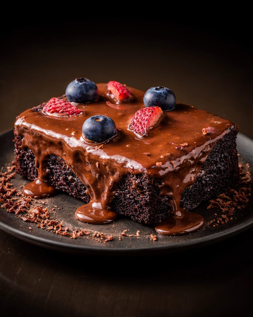 Tarta de chocolate con frutos rojos